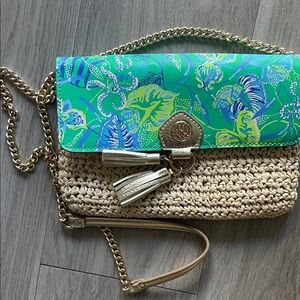 Lilly Pulitzer Green and Tan Crossbody Bag